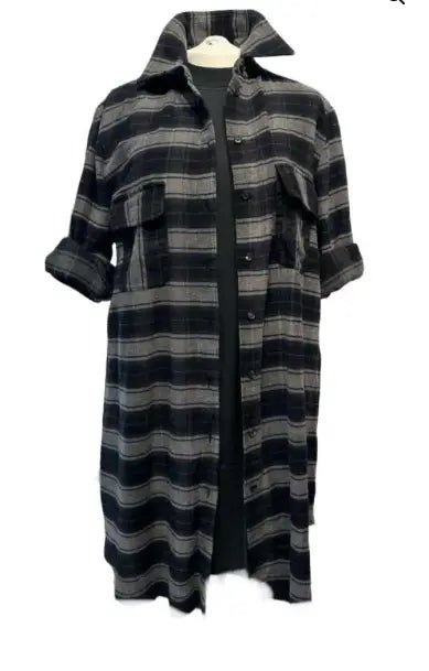Camicione Donna in Flanella – camicione donna - Nero - camicione donna – Pitt Conrad